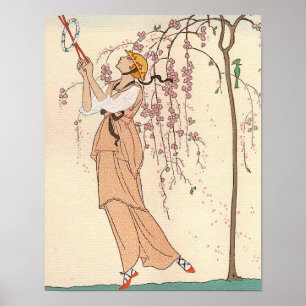 Art Deco Crossover Illustratie Spel Dress Poster