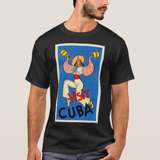 Art deco Cubaans briefkaart T-shirt (Voorkant)