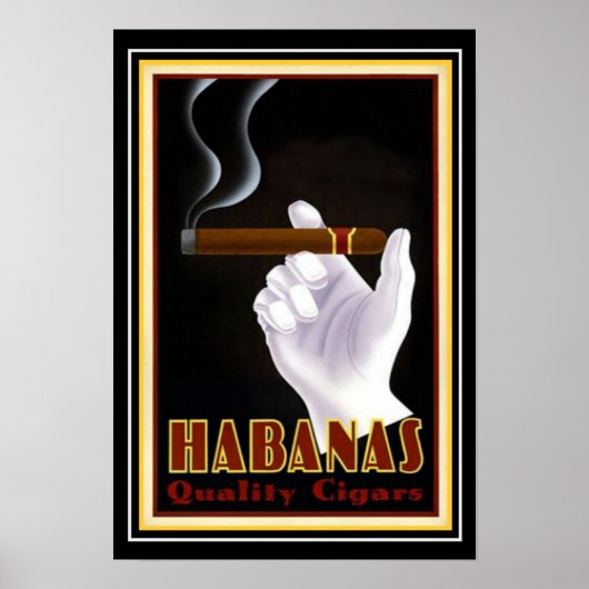 Art Deco Cuban "Habanas" Cigar Ad 13 x 19 Poster (Voorkant)