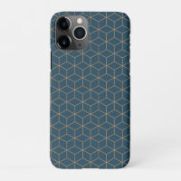 Art Deco Cube Grid Outin Gold en Blue