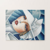 Art Deco Cubism Blue Eyes Woman Portret Legpuzzel (Horizontaal)