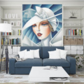 Art Deco Cubism Blue Eyes Woman Portret Poster