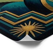 Art Deco Cubist Woman Sunset Gold Teal Poster (Hoek)