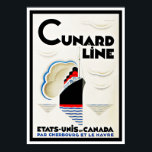 Art Deco Cunard Line Poster<br><div class="desc">Art Deco-reisposter voor trans-Atlantische diensten van een Cunard Line in het Frans adverteren reizen naar "Etats-Unis et Canada par Cherbourg et Le Havre"</div>