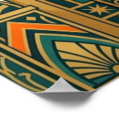 Art Deco Curtain Climbing Cat Wall Art Poster (Hoek)