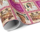 Art Deco Custom Age Photo Birthday Pink Gold Chic Cadeaupapier (Rol Hoek)