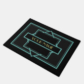 Art Deco Custom Name - Blauwgroen Gold Deurmat (Schuin)
