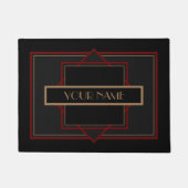 Art Deco Custom Name - Red Black Doormat Deurmat (Voorkant)