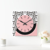 Art Deco Cut-A-Way (Plaza Pink+Black) Vierkante Klok (Huis)
