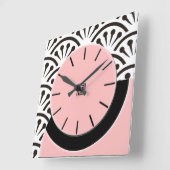 Art Deco Cut-A-Way (Plaza Pink+Black) Vierkante Klok (Hoek)