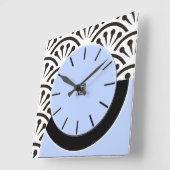 Art Deco Cut-A-Way (Sky Blue+Black) Vierkante Klok (Hoek)