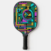 Art Deco Cyberpunk Geometric Fusion Pickleball Paddle (Achterkant)