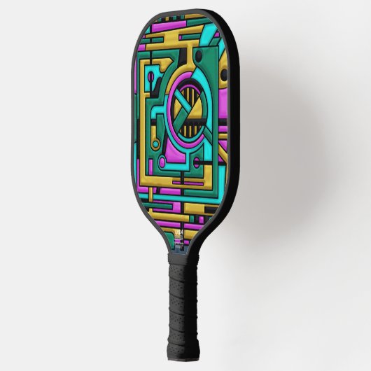Art Deco Cyberpunk Geometric Fusion Pickleball Paddle (Links)