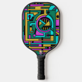 Art Deco Cyberpunk Geometrische Fusie Pickleball Paddle