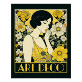 Art Deco Dag Vrouw & Bloemen Perfect Poster (Voorkant)