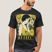 Art Deco Dag Vrouw & Bloemen T-shirt (Voorkant)