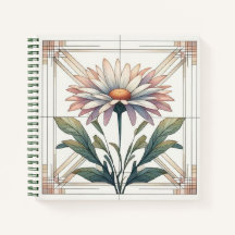 Art Deco Daisy Spiral Notitieboek