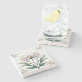 Art Deco Daisy Stone Onderzetter (Zijkant)