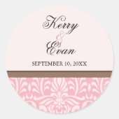 Art Deco Damask Bruiloft Sticker (Voorkant)
