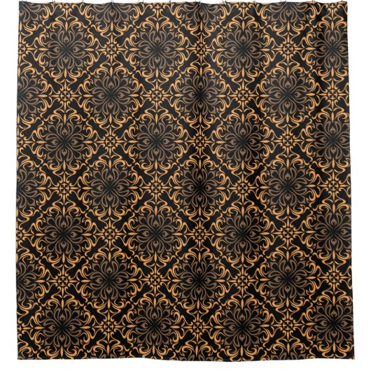 Art Deco Damask Gold en Black Shower Bath Curtains Douchegordijn (Voorkant)