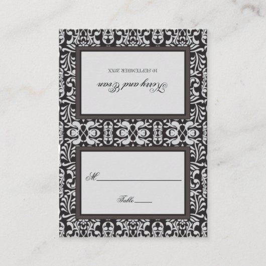 Art Deco Damask Place Card Plaatskaartje (Voorkant)