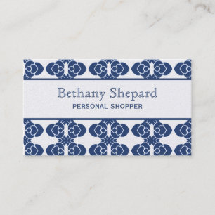Art Deco Damask Visitekaartje, blauw Visitekaartje