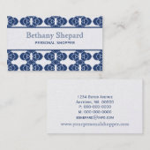 Art Deco Damask Visitekaartje, blauw Visitekaartje (Voorkant / Achterkant)