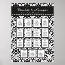 Art Deco Damask Wedding 15 Table Seating Chart