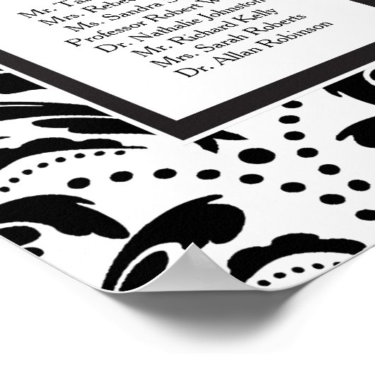 Art Deco Damask Wedding 16 Table Seating Chart Poster (Hoek)