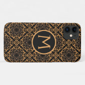 Art Deco Damast Zwart en Goud Case-Mate iPhone Case (Achterkant (horizontaal))