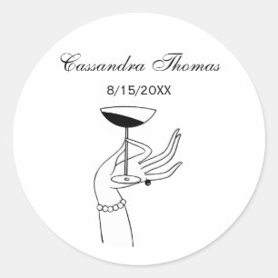 Art Deco Dame die een Champagneglas Vasthoudt Ronde Sticker