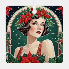 Art Deco Dame Elegante Kerstboom Persoonlijk Metalen Ornament