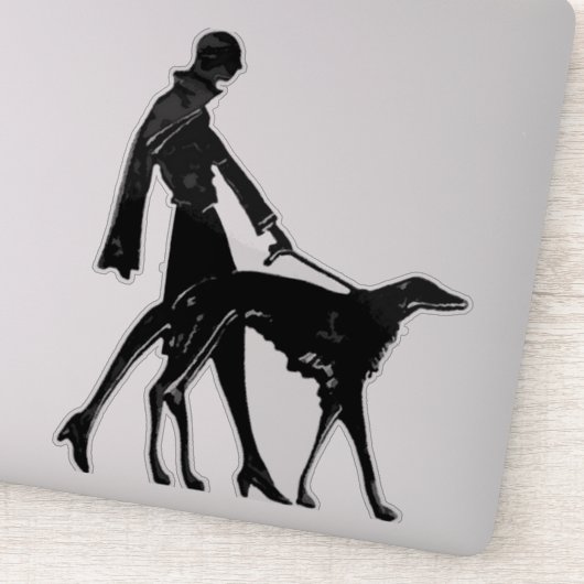Art Deco Dame en Borzoi Die Cut Vinyl Sticker (Detail)