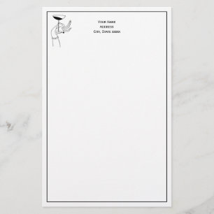 Art Deco Dame Hand die Champagneglas Vasthoudt Briefpapier