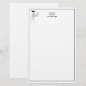 Art Deco Dame Hand die Champagneglas Vasthoudt Briefpapier (Voorkant / Achterkant)