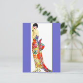 Art Deco Dame in formele jurk Briefkaart (Staand voorkant)