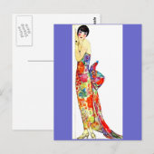Art Deco Dame in formele jurk Briefkaart (Voorkant / Achterkant)