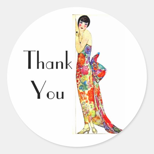 Art Deco Dame in formele jurk Ronde Sticker (Voorkant)