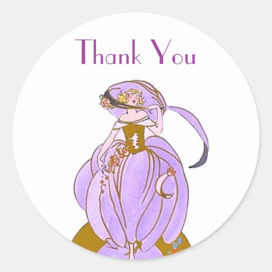 ART DECO DAME KLASSEKE RONDE STICKER (Voorkant)