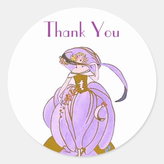 ART DECO DAME KLASSEKE RONDE STICKER (Voorkant)