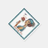 Art Deco Dame met bloem wit Servet (Hoek)