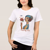 Art Deco Dame met bloem wit Tri-Blend Shirt (Voorkant)