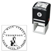  Art Deco Dame Met Parels Zwart Adres Zelfinktende Stempel (In situ)