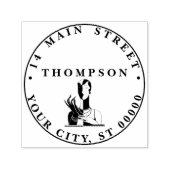  Art Deco Dame Met Parels Zwart Adres Zelfinktende Stempel (Design)