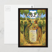 Art Deco Dame met Pauw in de tuin Briefkaart (Voorkant / Achterkant)