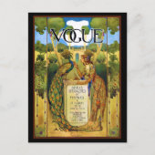 Art Deco Dame met Pauw in de tuin Briefkaart (Voorkant)