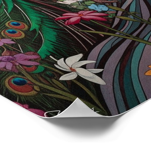 Art Deco Dame met Pauw Poster (Hoek)