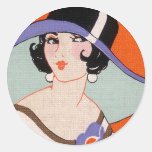 ART DECO DAME MET PETTEN STICKERS 6 (Voorkant)