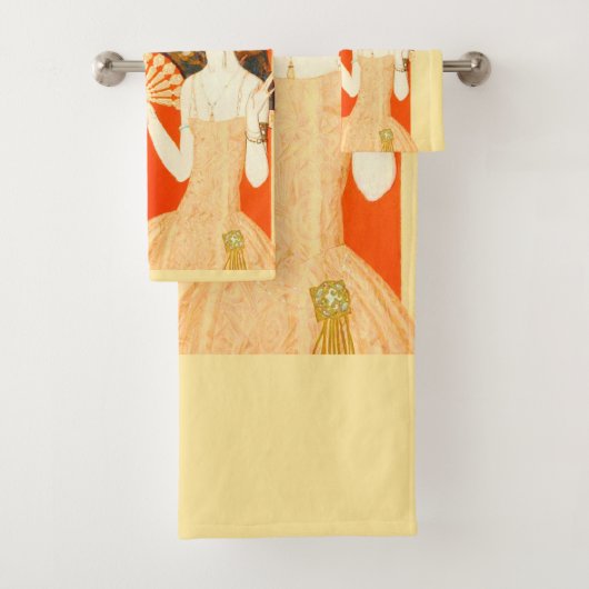 art deco dame met ventilator bad handdoek (Insitu)