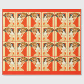 art deco dame met ventilator cadeaupapier (Vlak)